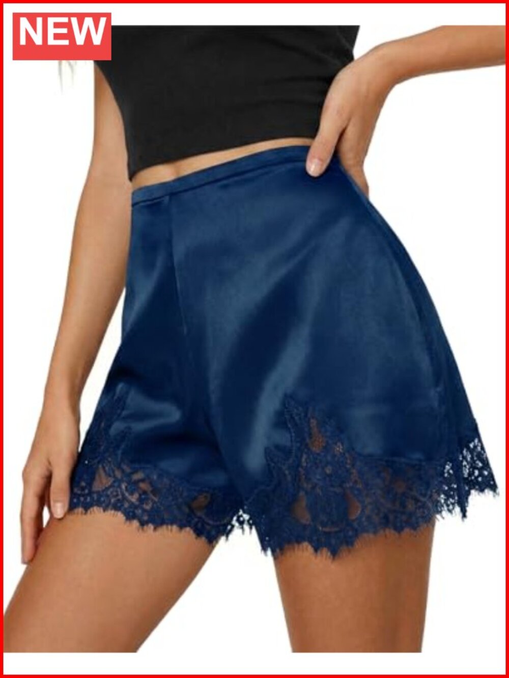 Satin Lace Trim Mini Pajama Shorts Low Rise Y2K Lounge Bottoms